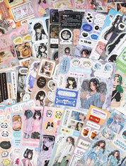 Anime Girl Kawaii Journaling Sticker Book 45 Pages