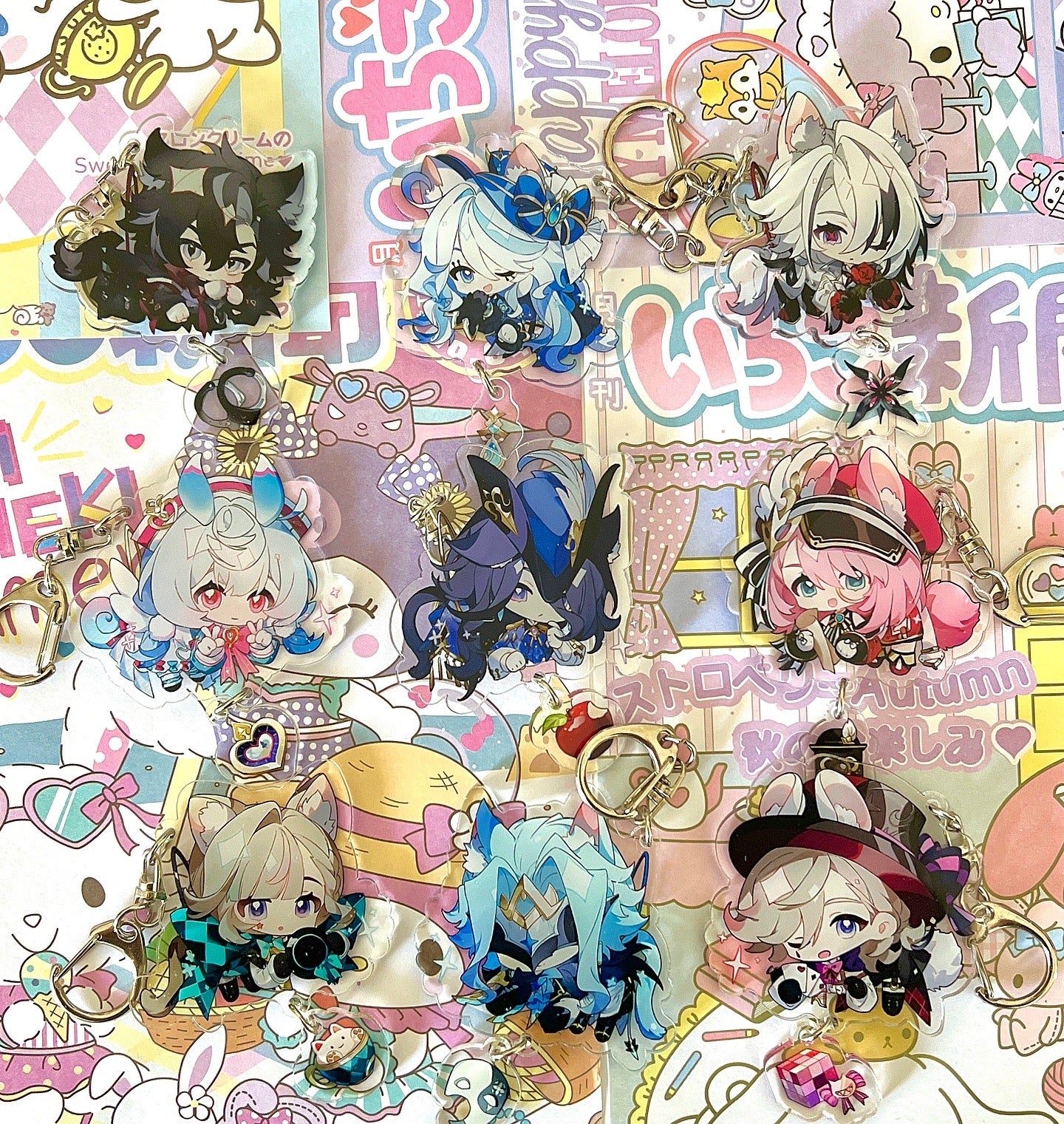 Genshin Impact Acrylic Navia Lyney Lynette Acrylic Keychains