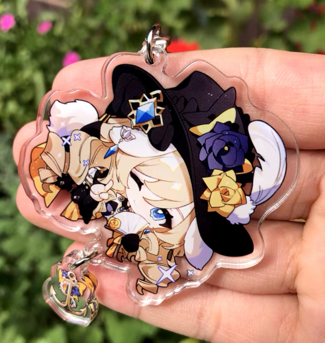 Genshin Impact Acrylic Navia Lyney Lynette Acrylic Keychains