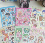 Anime Kawaii Gamer y2k Cybercore Sticker Sheets (7 Designs)
