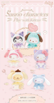 Sanrio Play With Kittens Plush Keychain Blind Box Kuromi My Melody Pocchaco Cinnamoroll Pompompurin Hello Kitty