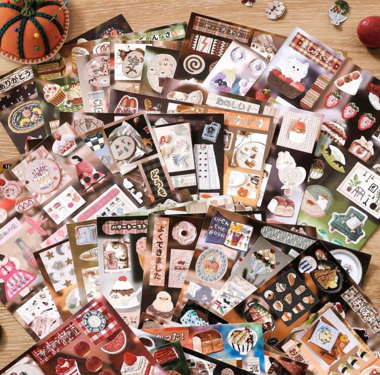 Aesthetic Cute Embroidery Red Sticker Book Scrapbook Journal 30 pages/book