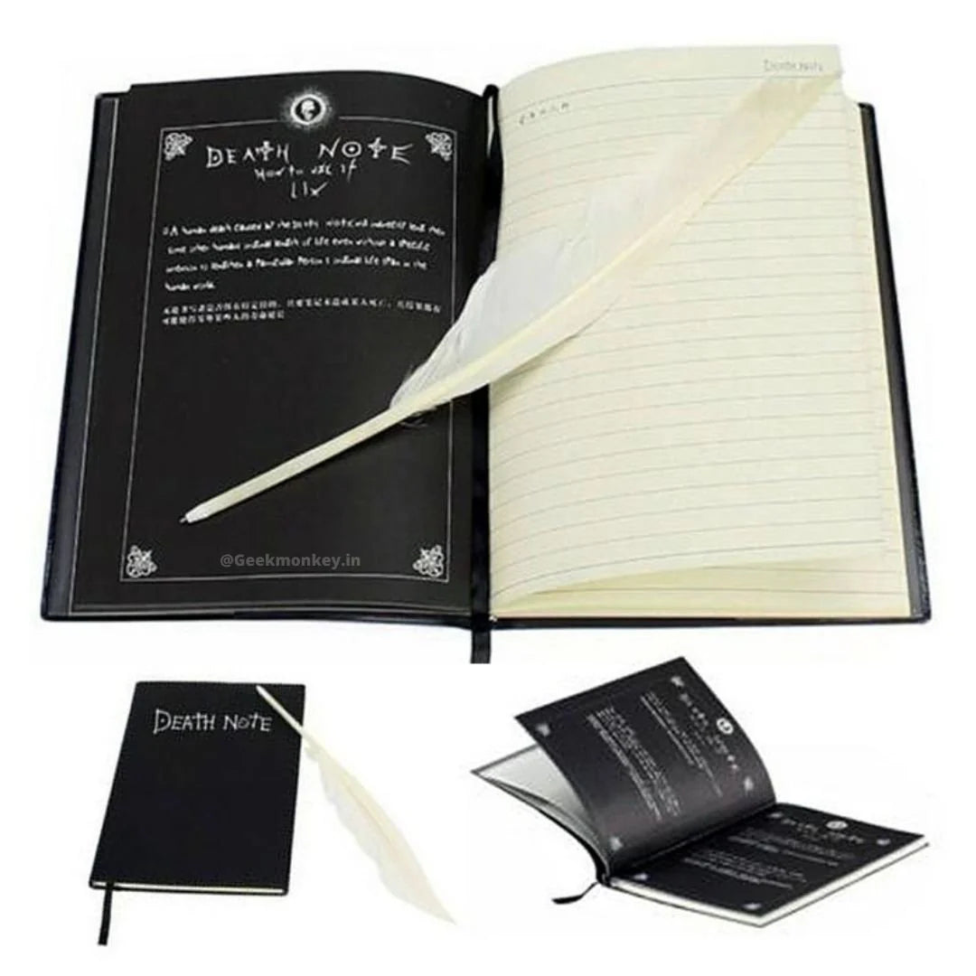 Death Note Light Yagami Notebook with Feather Pen Quill Leather Cover