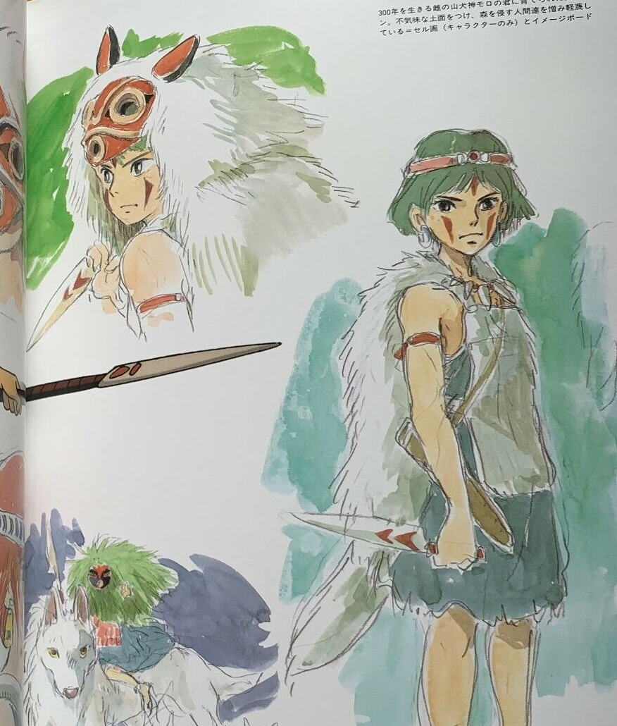 The Art of Princess Mononoke by Studio Ghibli Paper Back (some pages damaged are damaged)