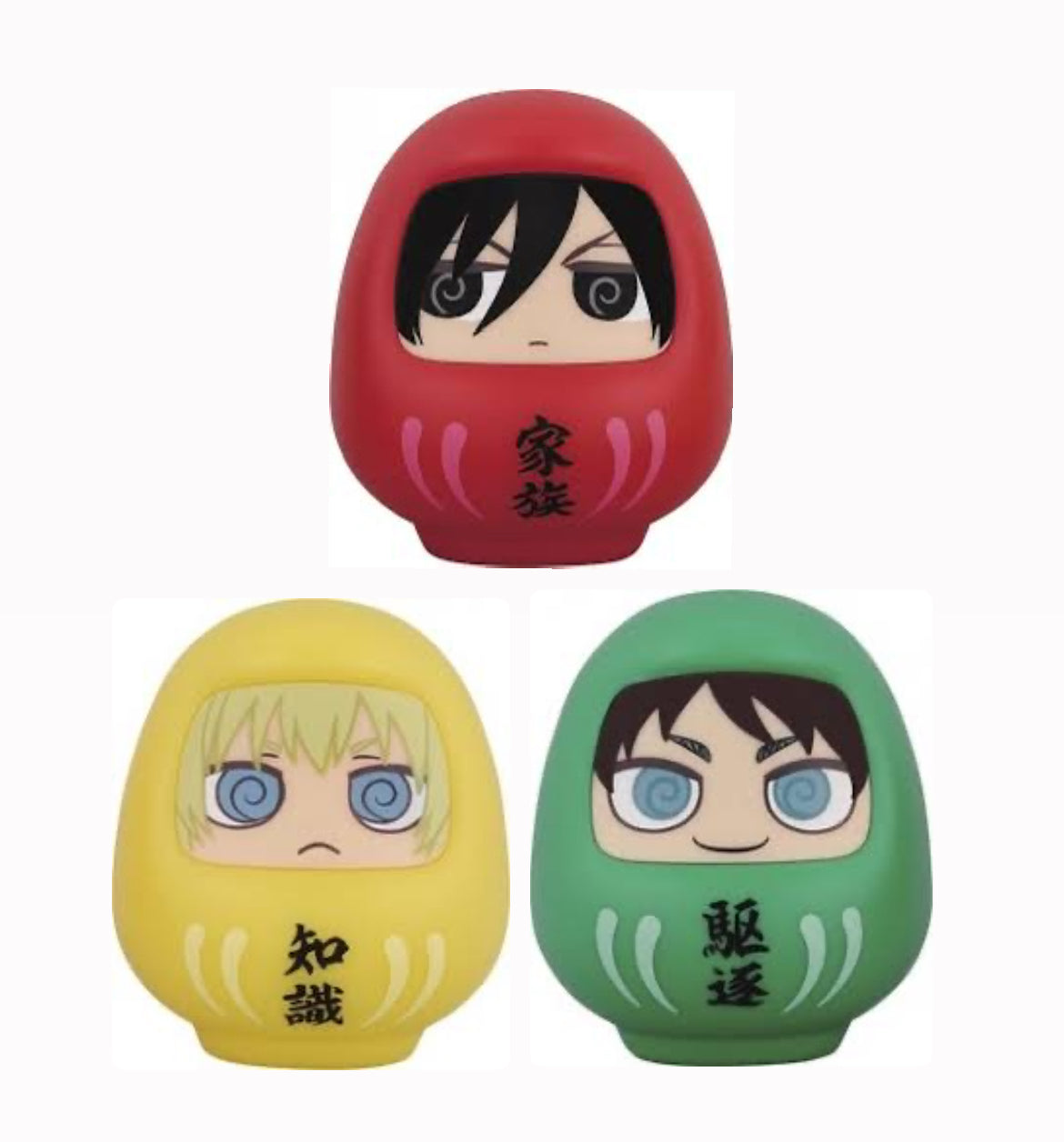 Attack On Titan Daruma Set Armin Eren Mikasa Ichiban Kuji