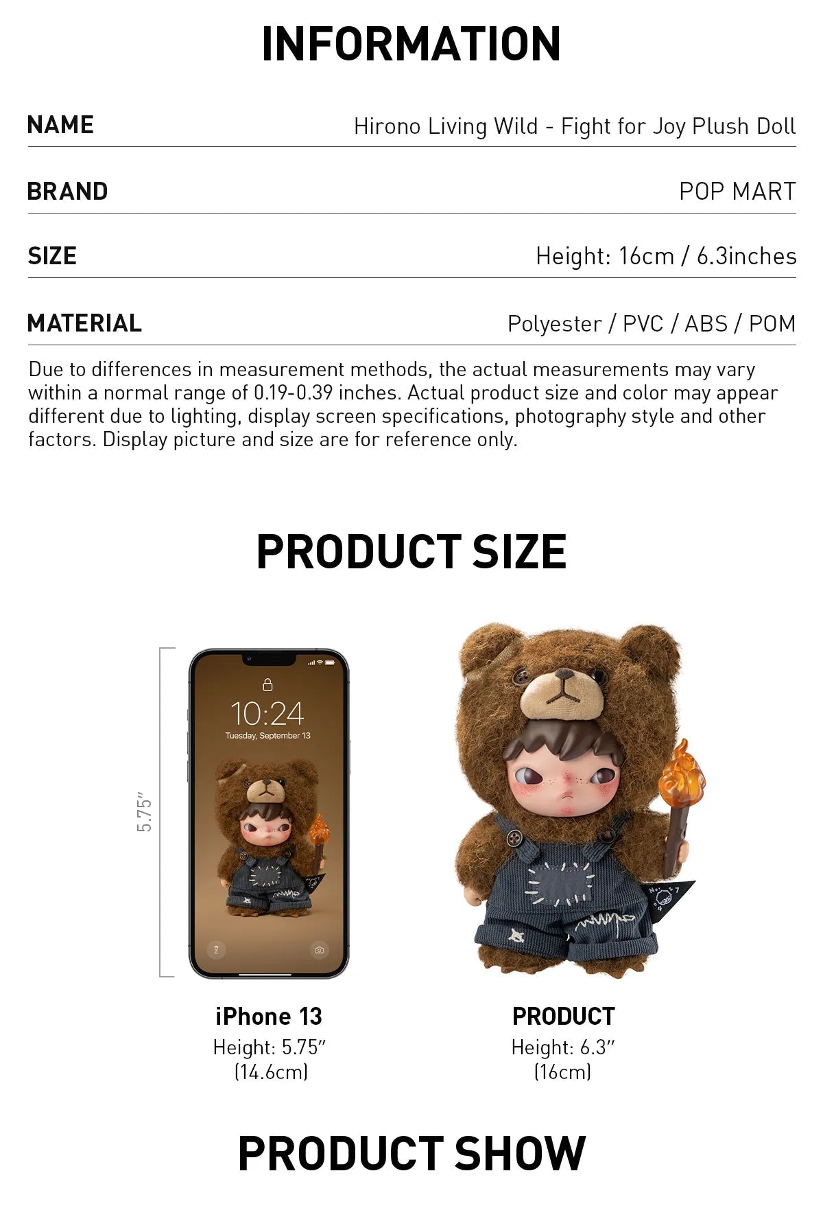 Hirono Living Wild-Fight for Joy Plush doll Keychain Limited Edition by Pop Mart