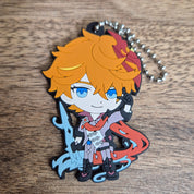 Genshin Impact Mihoyo Childe Tartaglia Fatui Harbinger Rubber Keychain Gashapon