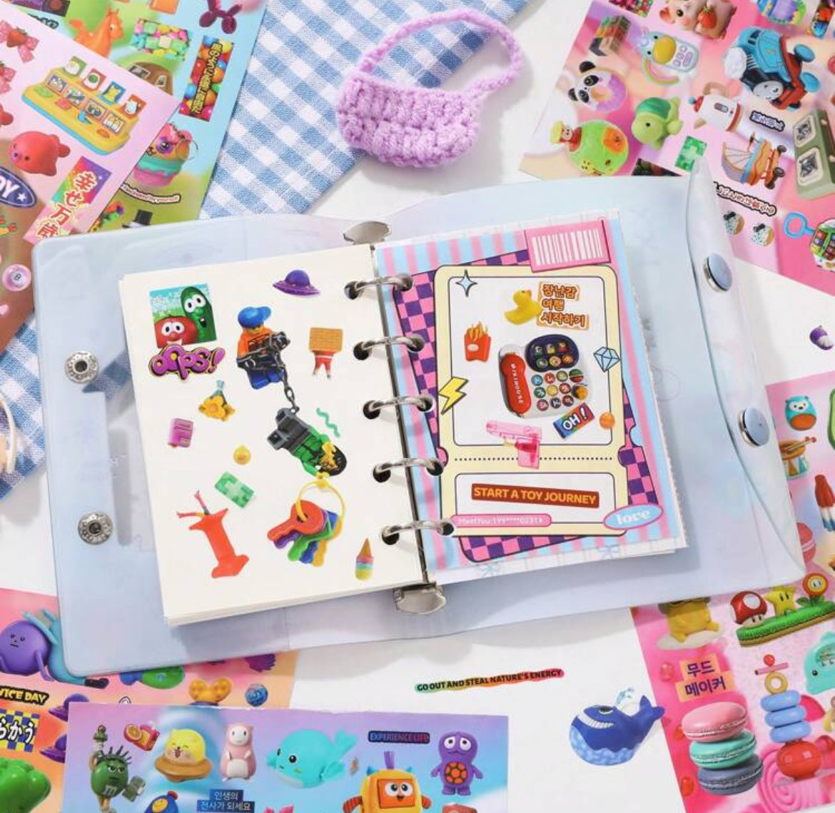 A5 Japanese Retro Style 90s Y2K Toy Kingdom Sticker book 30 pages/book