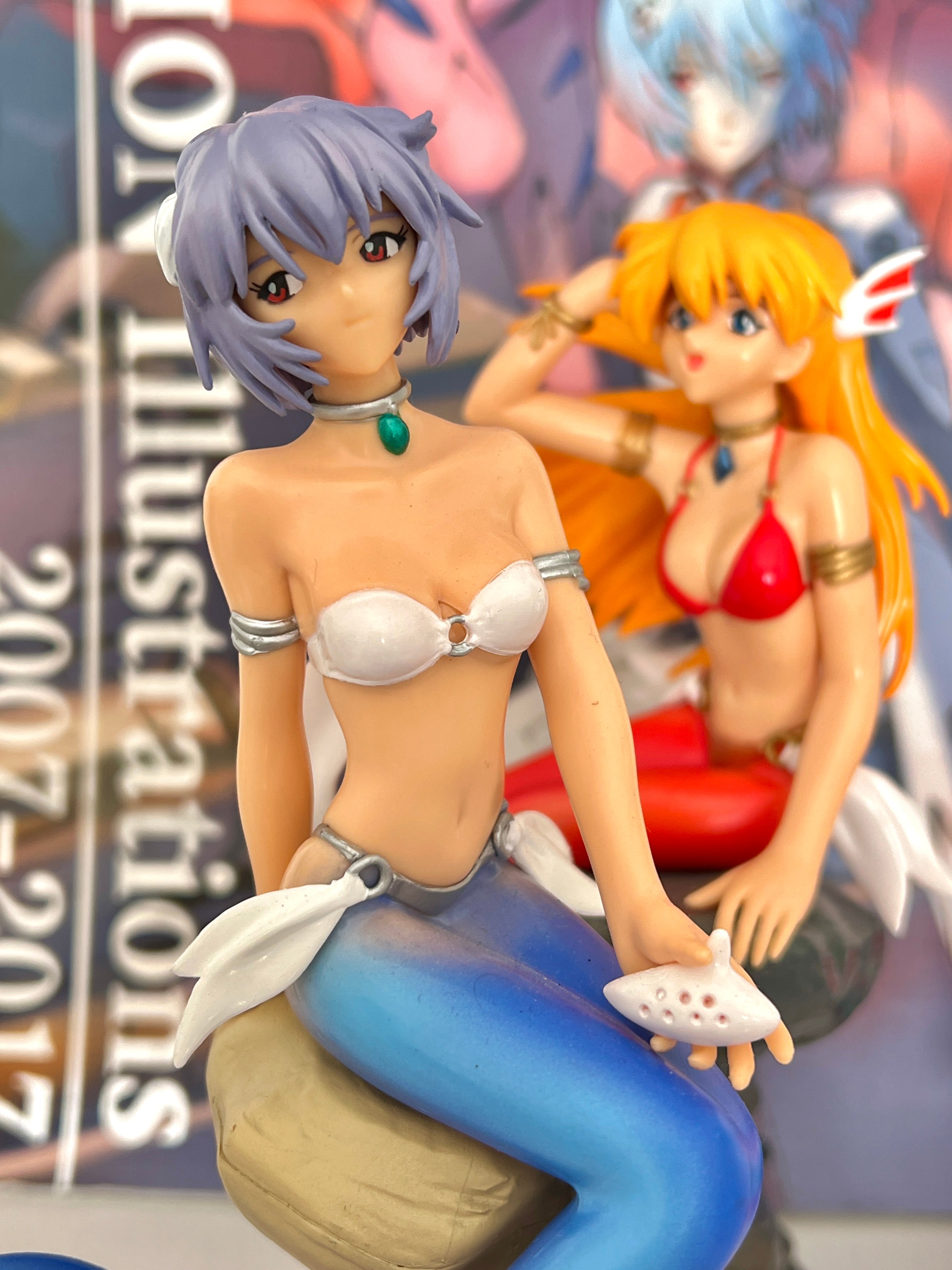 Evangelion Vintage Rei and Asuka Mermaid Figures Set (RARE
