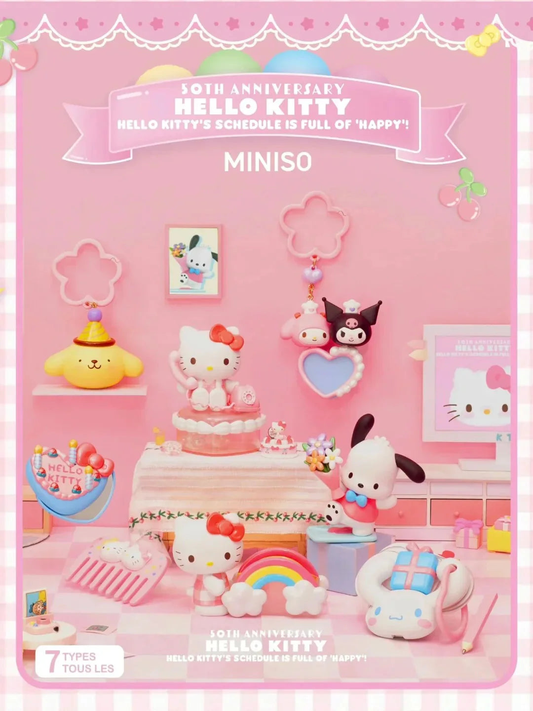 Sanrio Hello kitty & 50th Anniversary Blind Box Figures by Miniso