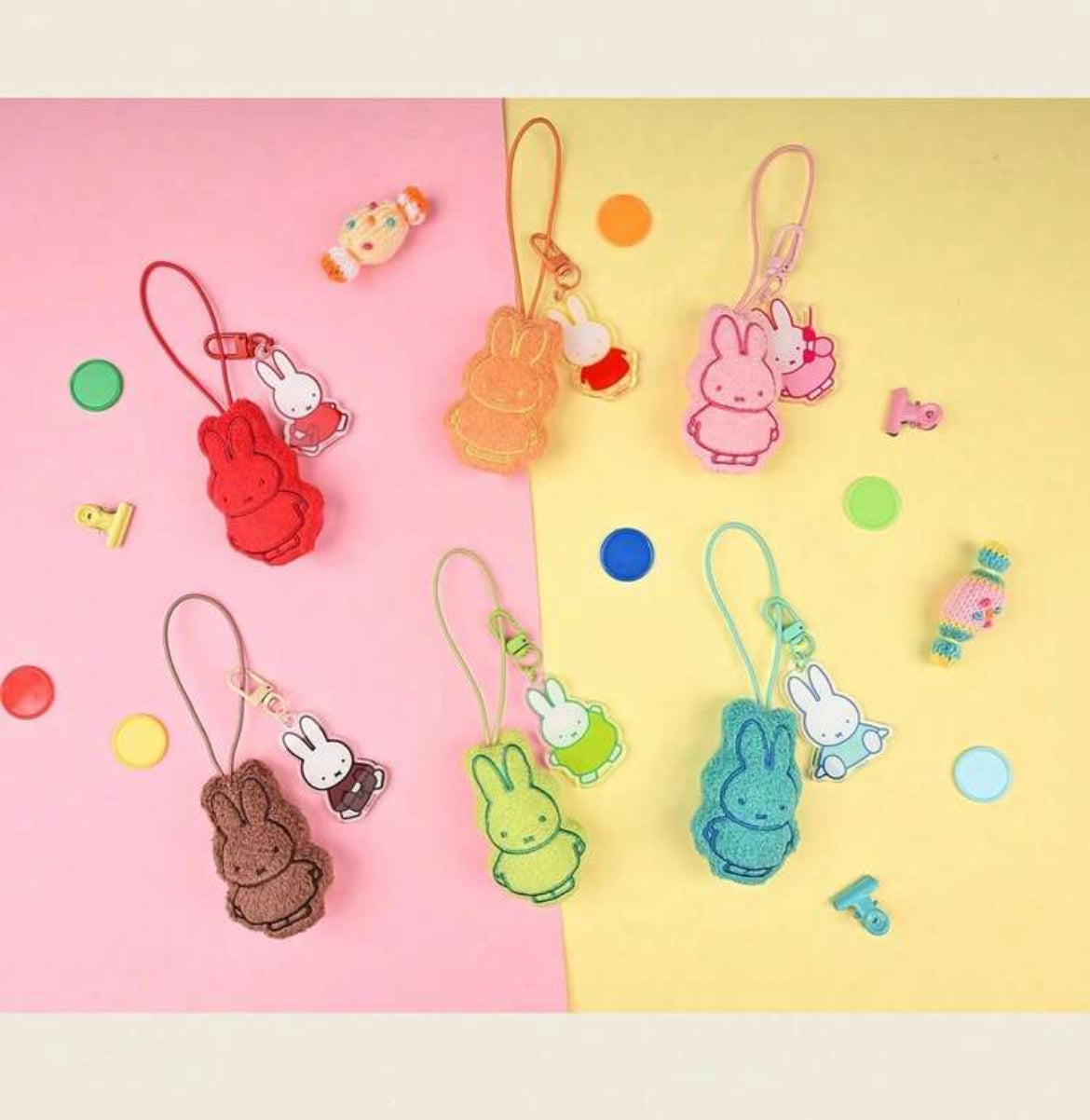 Miffy Colorful Embroidery Plush Keychain Blind Box Bag (1 random Bag)