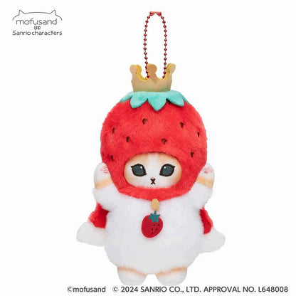 Sanrio x Mofusand Strawberry King Plush Keychain