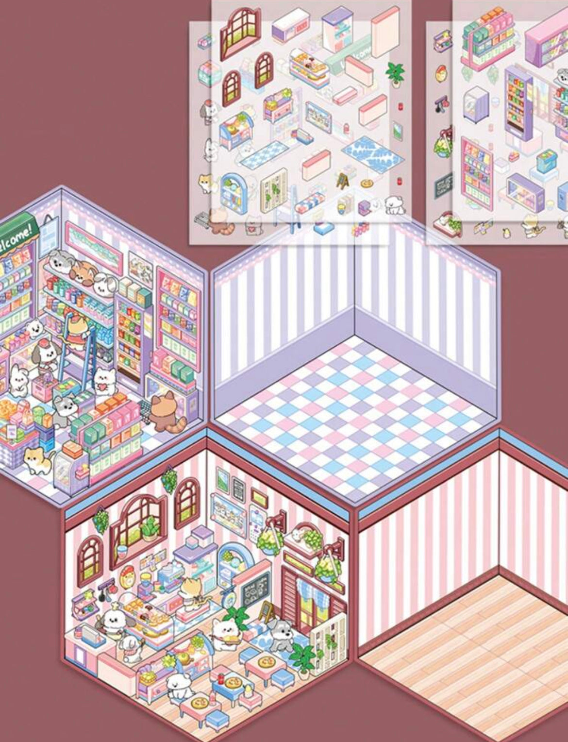 3D Sticker Paper Isometric Room ASMR DIY Mini Scene