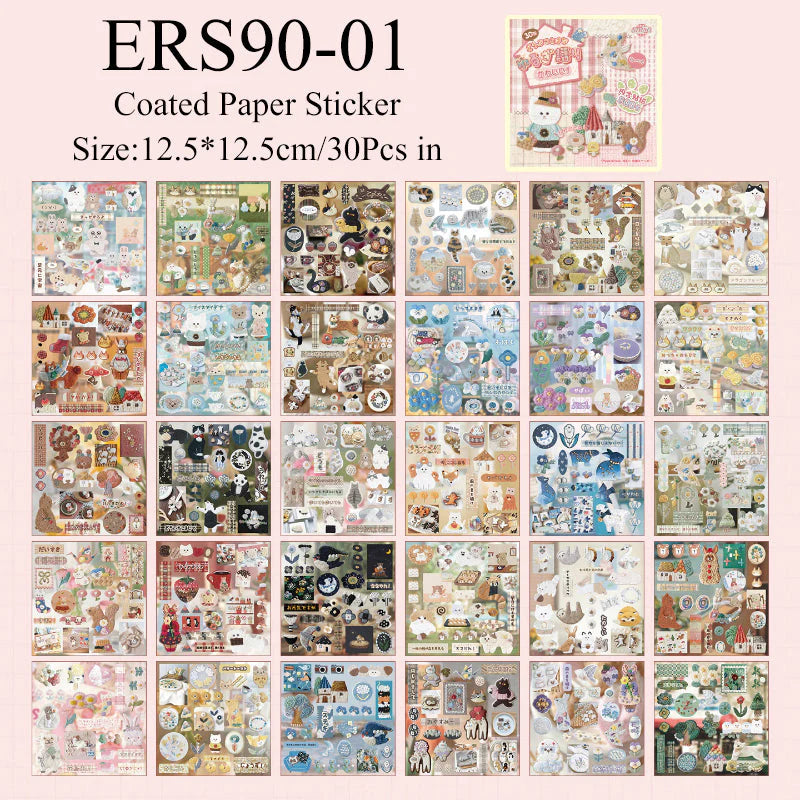 Aesthetic Cute Embroidery Pink Sticker Book Scrapbook Journal 30 pages/book