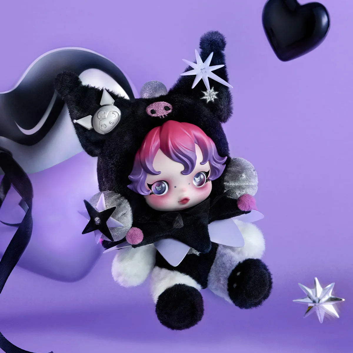 Skullpanda X Kuromi Limited Edition Plush Keychain by Pop Mart