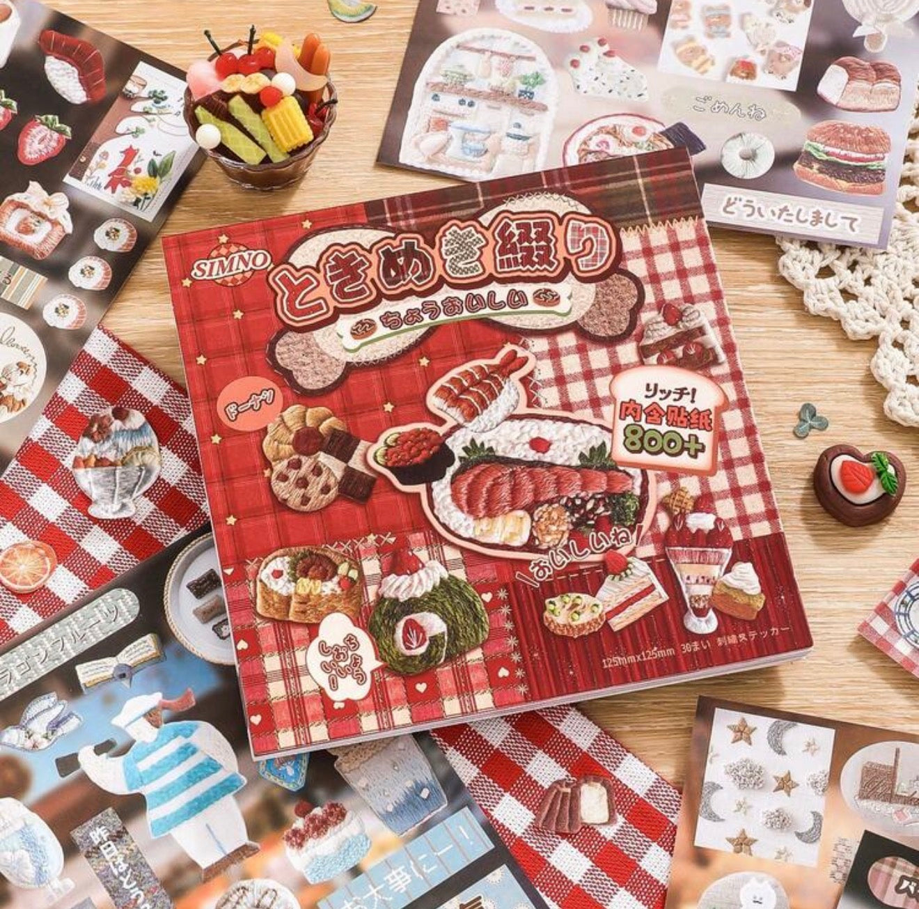 Aesthetic Cute Embroidery Red Sticker Book Scrapbook Journal 30 pages/book