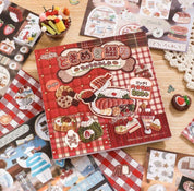 Aesthetic Cute Embroidery Red Sticker Book Scrapbook Journal 30 pages/book