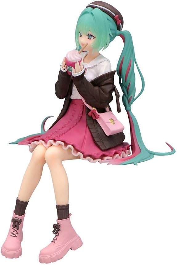 Furyu Hatsune Miku Noodle Stopper PVC Statue Autumn Date Pink Colour Various 14 cm