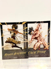 Attack on Titan Official collector Clear Card Gold Foil Eren and Mikasa Set