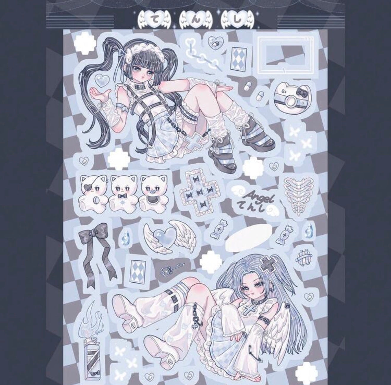 2000s Anime Girl Aesthetic Kawaii Cybercore Angelcore Lolitta Sticker Sheets