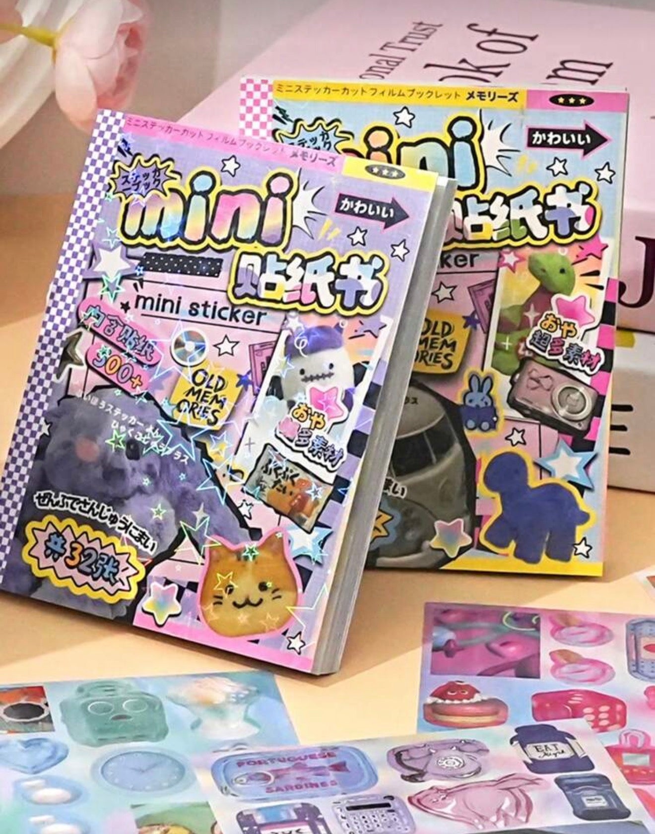 Aesthetic y2k Stationary Comic Style Collage Sticker Book Retro (1 Random Book)