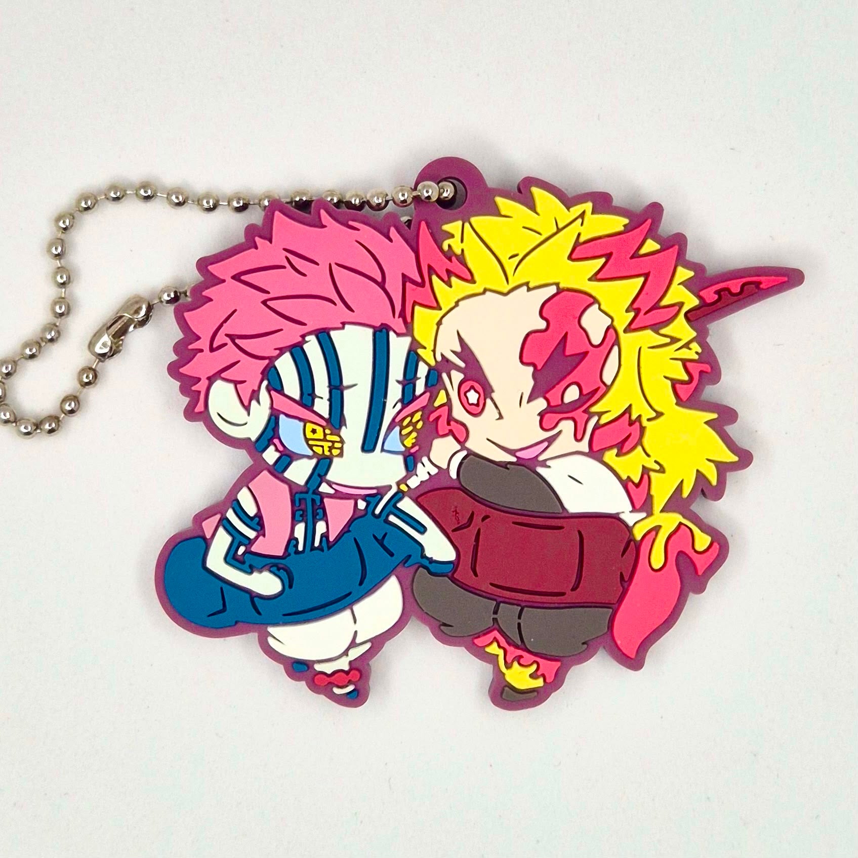 Demon Slayer Bandaid Series Gashapon Keychain Rengoku Kyojuro & Akaza