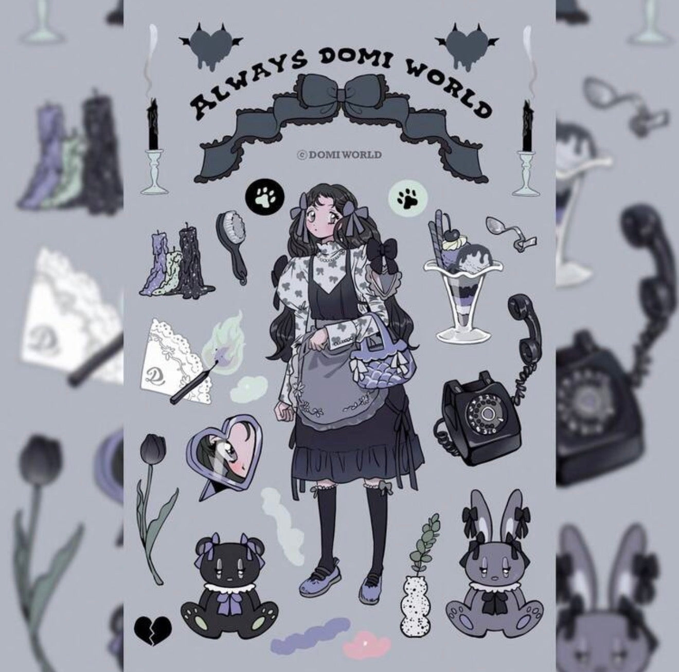 Aesthetic Gothic Lolitta Grunge Anime Girl Sticker Sheets