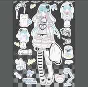 Aesthetic Gothic Lolitta Grunge Anime Girl Sticker Sheets