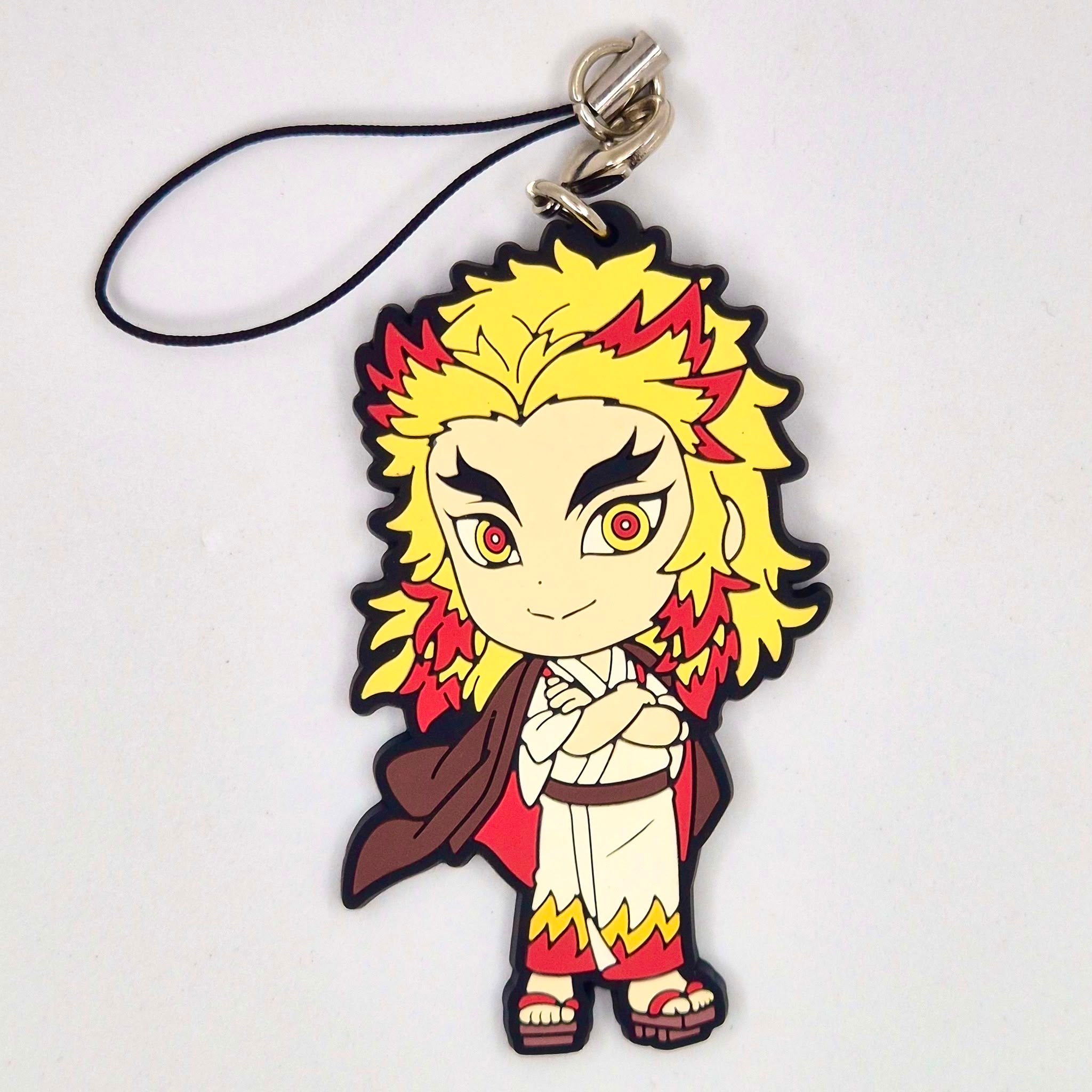 Demon Slayer Rengoku Kyojuro strap rubber keychain by Bandai