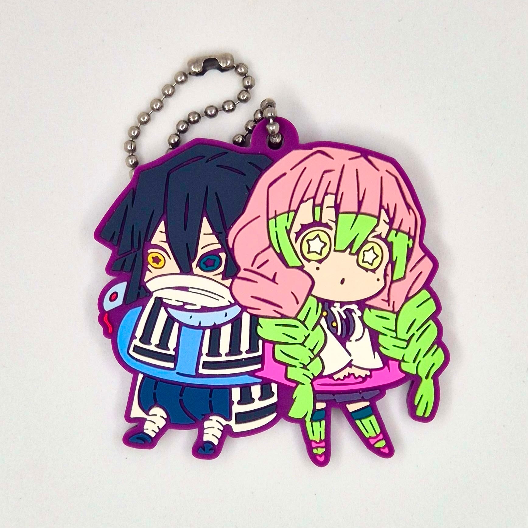 Demon Slayer Bandaid Series Gashapon Keychain Kanroji Mitsuri & Obanai Iguro