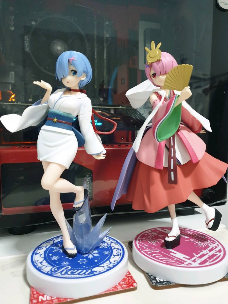 Set of 2: Furyu Re:Zero Starting Life in Another World: Rem Yuki Onna Fairy Tall Series SSS Figure and Princess Kaguya (Pearl Version)