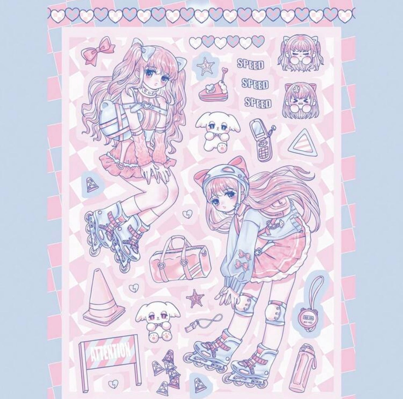 2000s Anime Girl Aesthetic Kawaii Cybercore Angelcore Lolitta Sticker Sheets