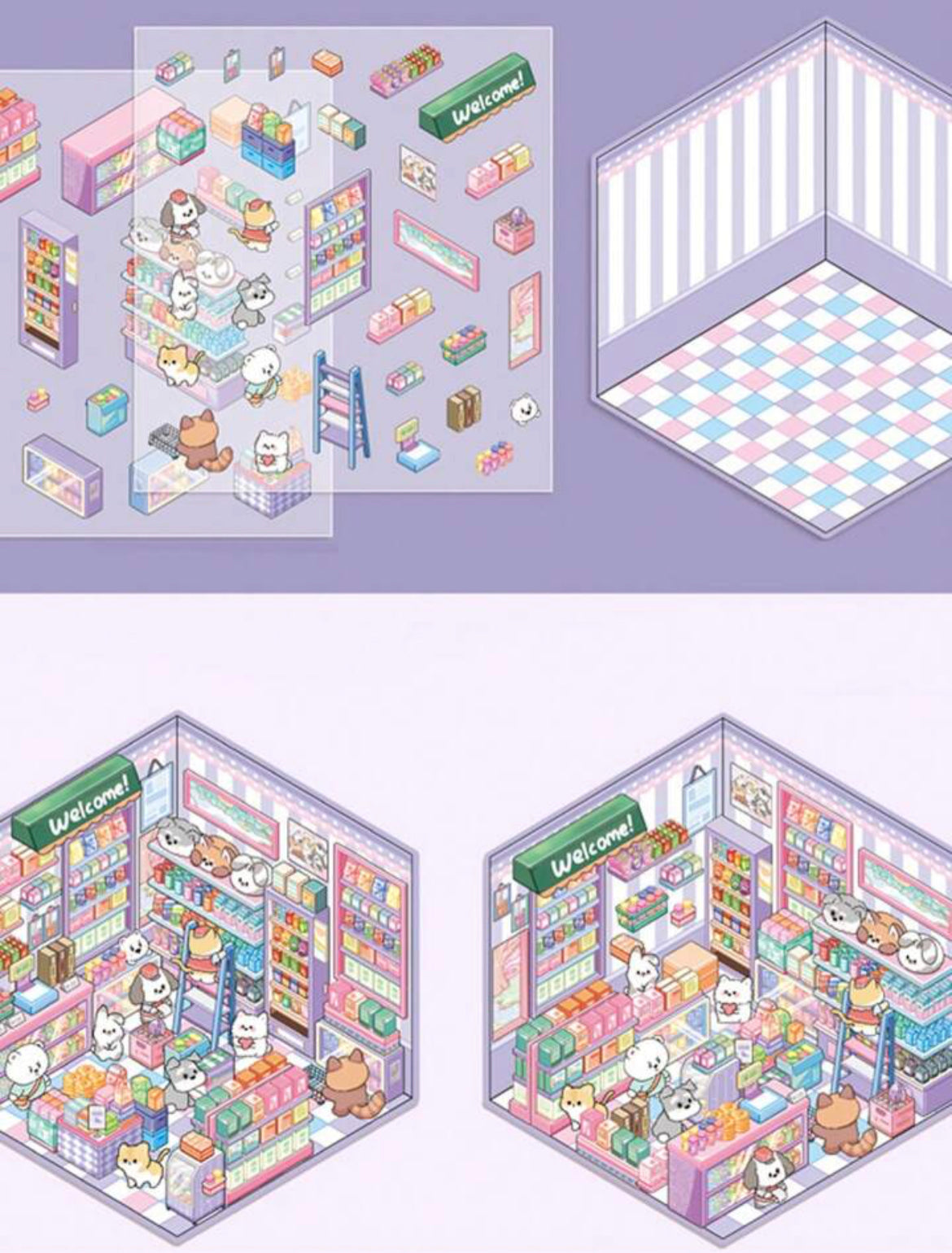 3D Sticker Paper Isometric Room ASMR DIY Mini Scene
