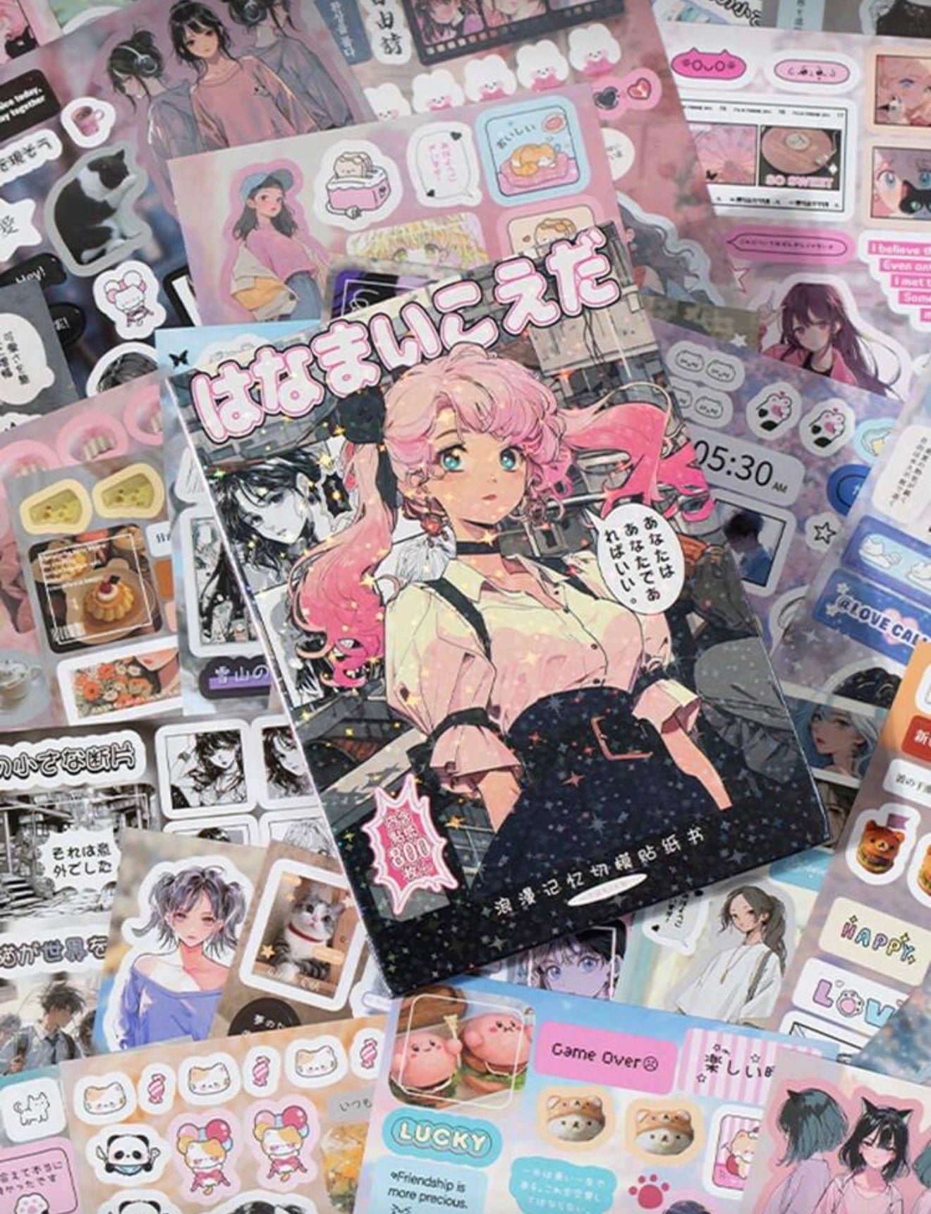 Anime Girl Kawaii Journaling Sticker Book 45 Pages