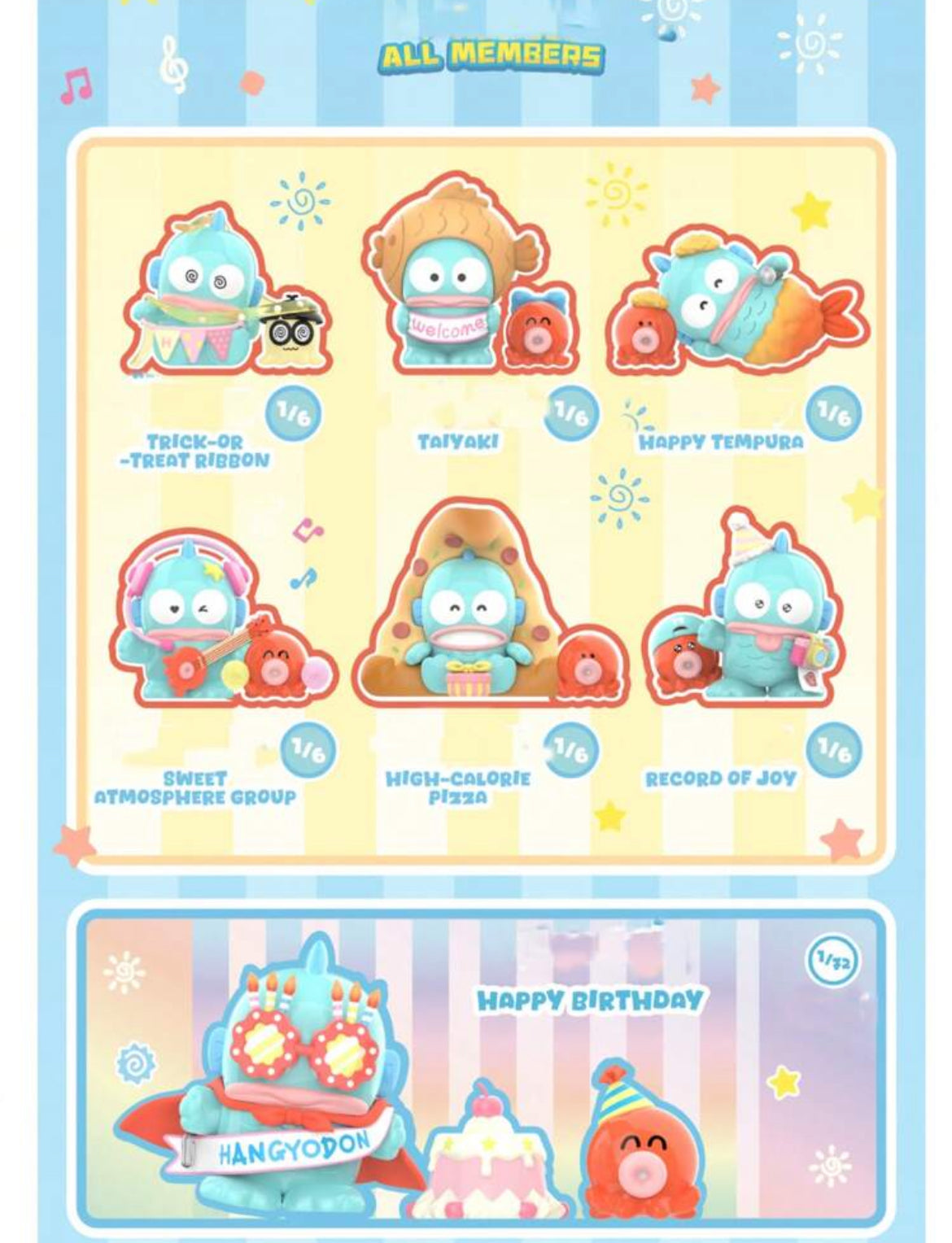 Sanrio Hangyodon 2025 Happy Birthday Blind Box Figures by TOP TOY