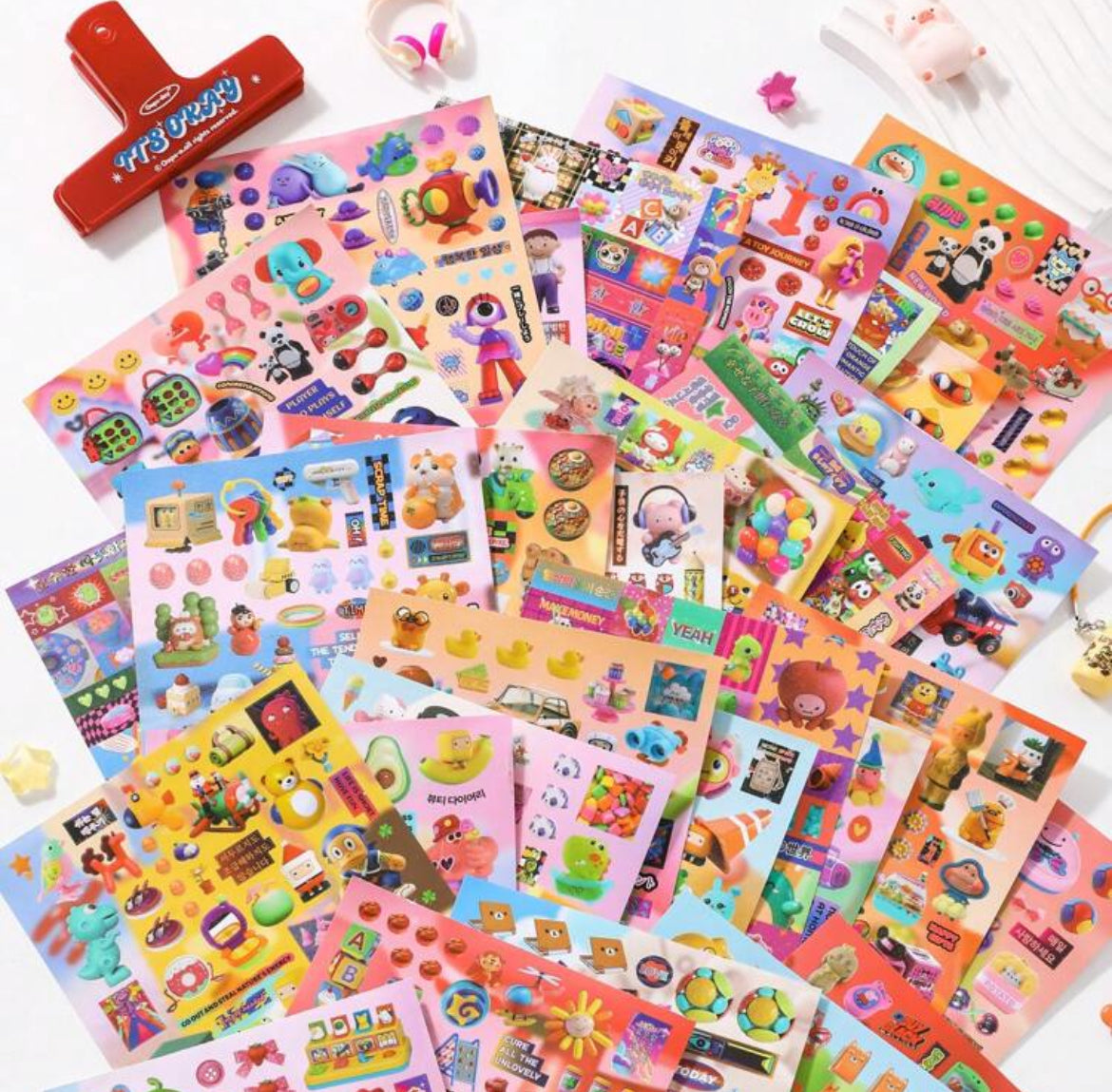 A5 Japanese Retro Style 90s Y2K Toy Kingdom Sticker book 30 pages/book
