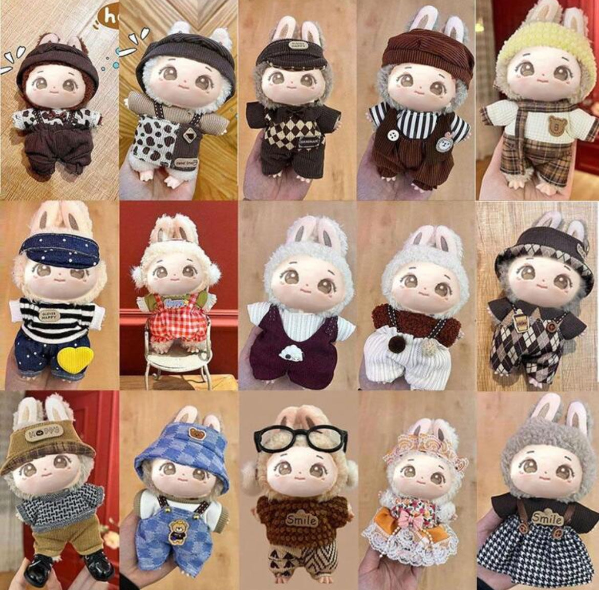 Plush Doll Clothes fits Labubu/skullpanda/lila etc