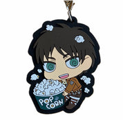 Attack On Titan Shinjeki No Kyoujin Eren Yeagar Popcorn Deformed Mascot Rubber Keychain RARE