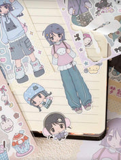 Kawaii Anime Girl Y2K Aesthetic Sticker Sheet (1 random sheet)
