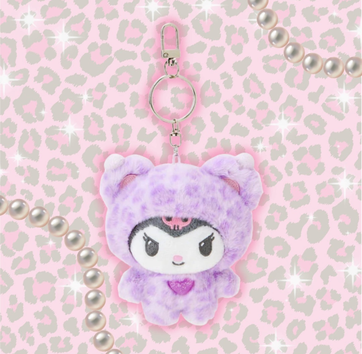 Sanrio Leopard Print Plush Keychains