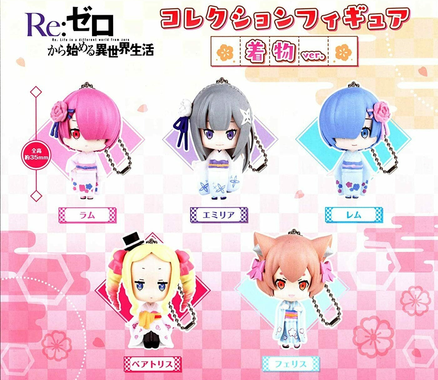 Re Zero Mini Figure Keychain Kimono Version Gasha by Bandai