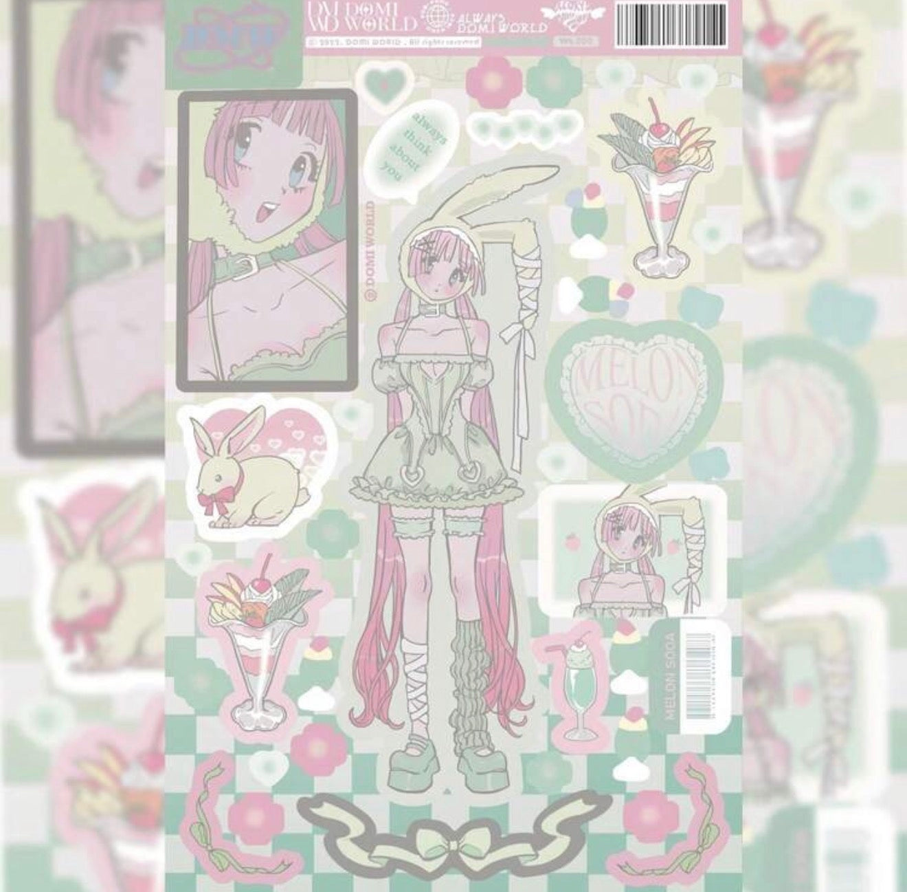 Aesthetic Gothic Lolitta Grunge Anime Girl Sticker Sheets