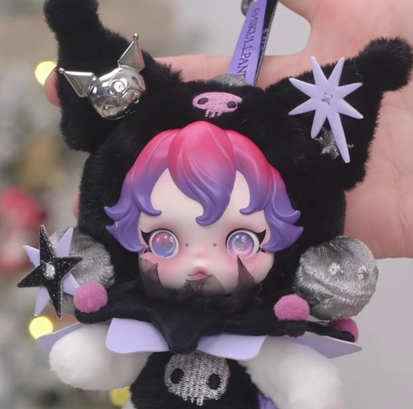 Skullpanda X Kuromi Limited Edition Plush Keychain by Pop Mart