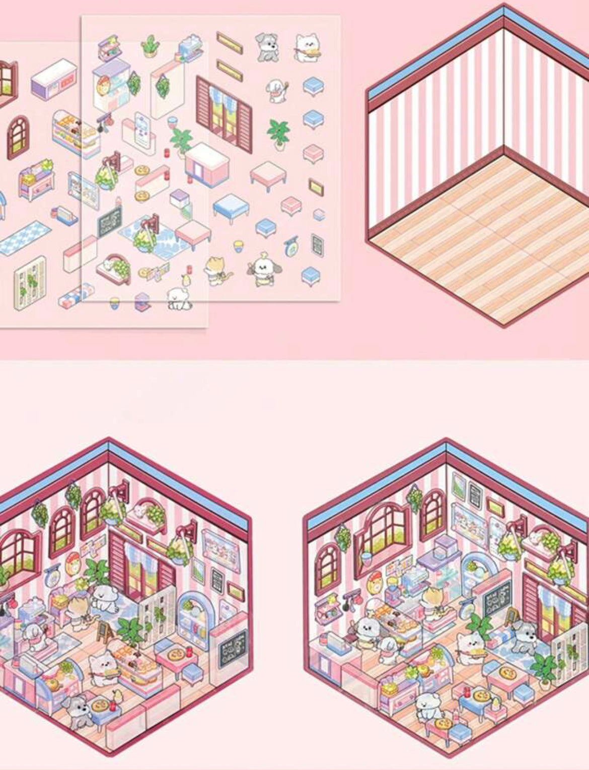 3D Sticker Paper Isometric Room ASMR DIY Mini Scene