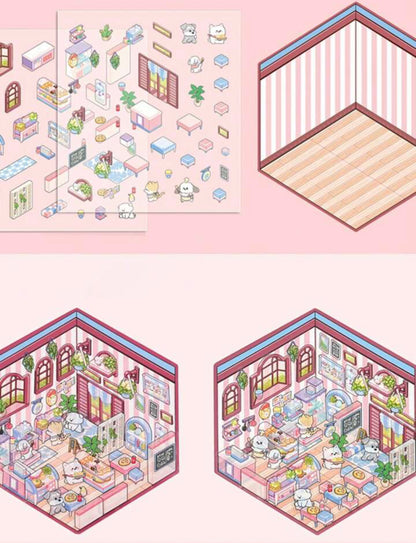 3D Sticker Paper Isometric Room ASMR DIY Mini Scene