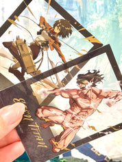 Attack on Titan Official collector Clear Card Gold Foil Eren and Mikasa Set