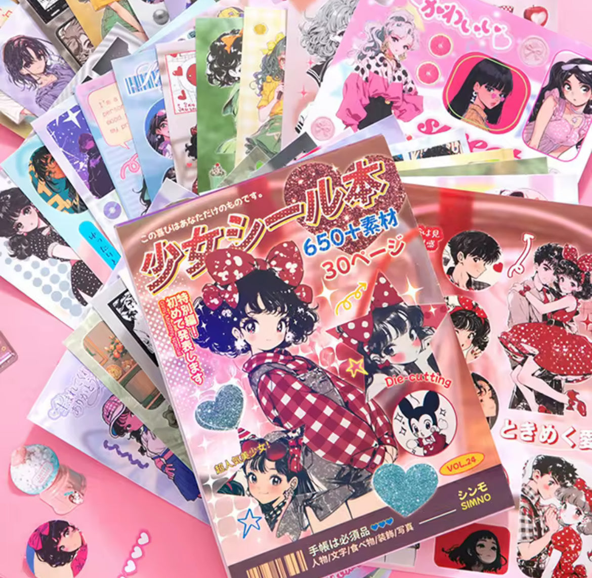 A5 Japanese Retro Style 90s Y2K Anime and Electronics Sticker book 800+ stickers/book