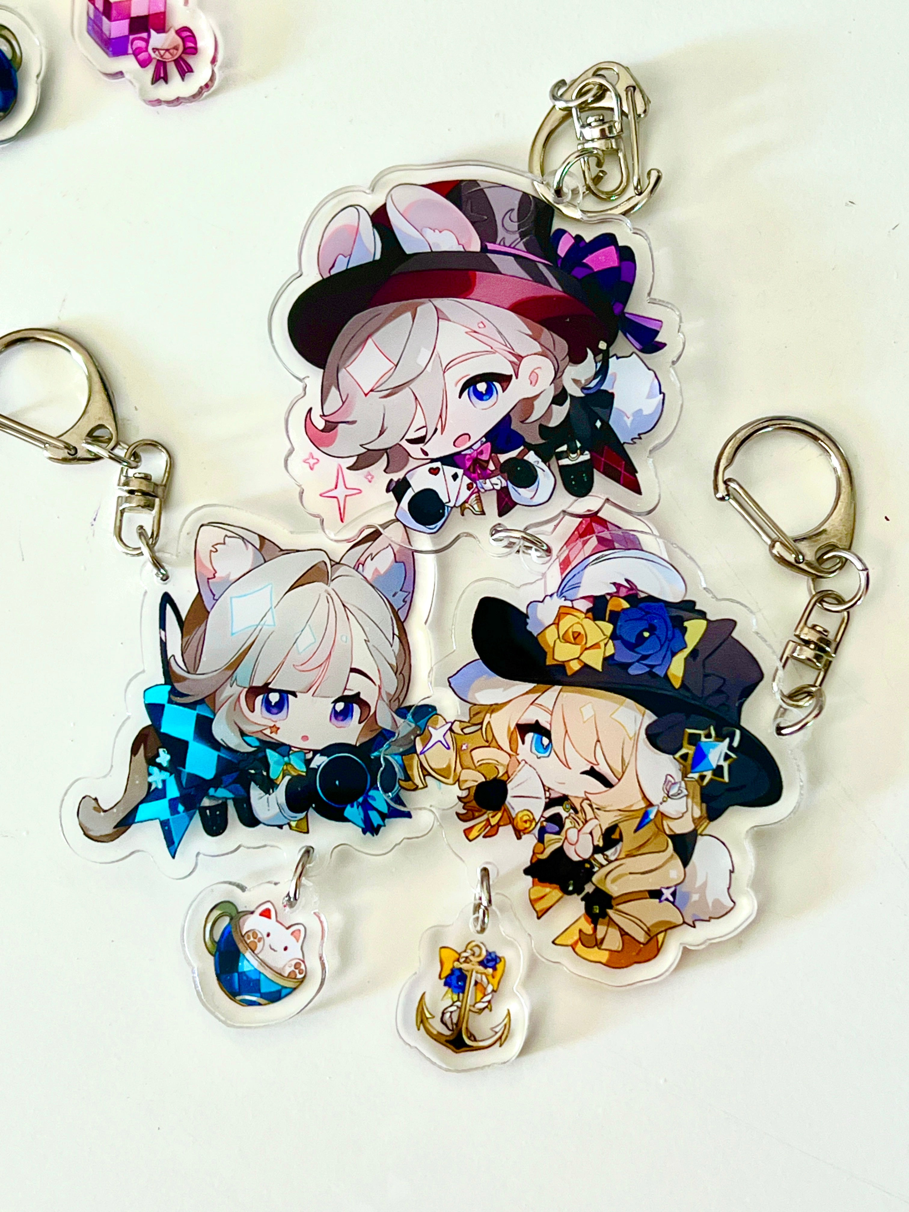 Genshin Impact Acrylic Navia Lyney Lynette Acrylic Keychains