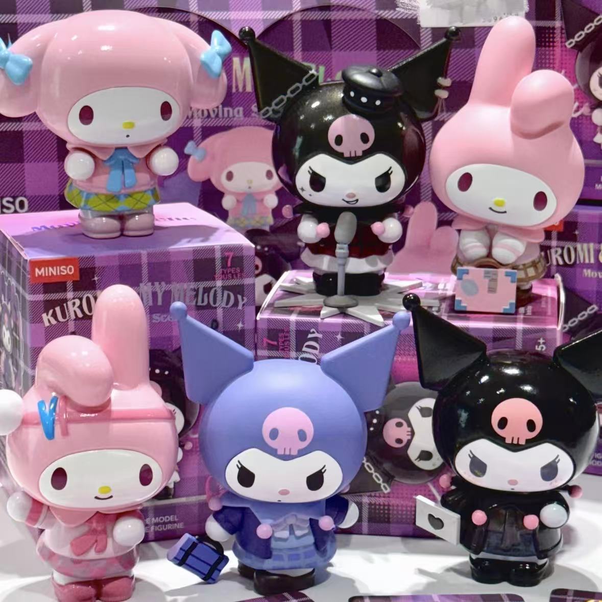 Sanrio Kuromi and My Melody Moving Scene Blind Box Figures by Miniso