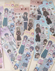 Kawaii Anime Girl Y2K Aesthetic Sticker Sheet (1 random sheet)
